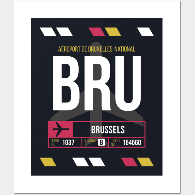 Brussels (BRU) Airport Code Baggage Tag Wall Art by SLAG_Creative